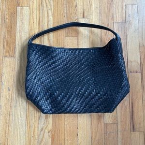 Cole Haan woven leather shoulder bag, black so soft